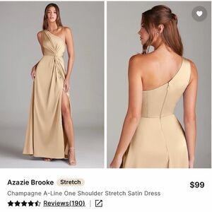 Azazie Brooke Satin Stretch in Champagne